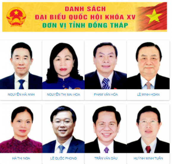 TỈNH ĐỒNG THÁP CÓ 08 ĐẠI BIỂU TRÚNG CỬ ĐẠI BIỂU QUÔC HỘI KHOÁ XV